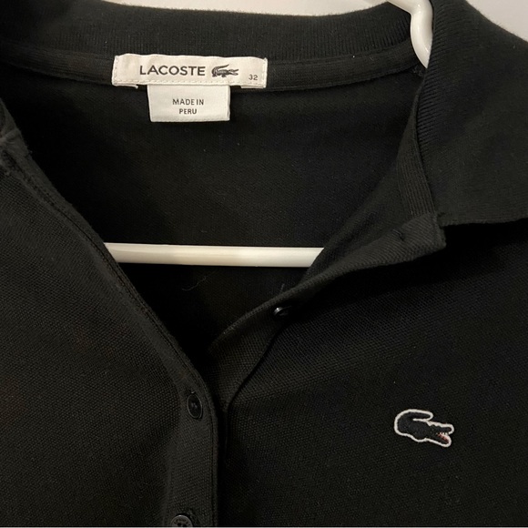 2/$99 Lacoste Women’s Long Sleeve Black Collar Polo Shirt with Buttons - Picture 4 of 6